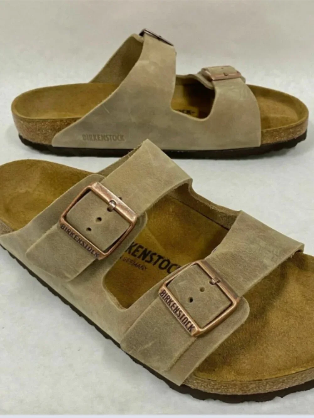 Birkenstock Arizona Tobacco Brown Oiled Leather Regular Width Sandals - Picture 2 of 5
